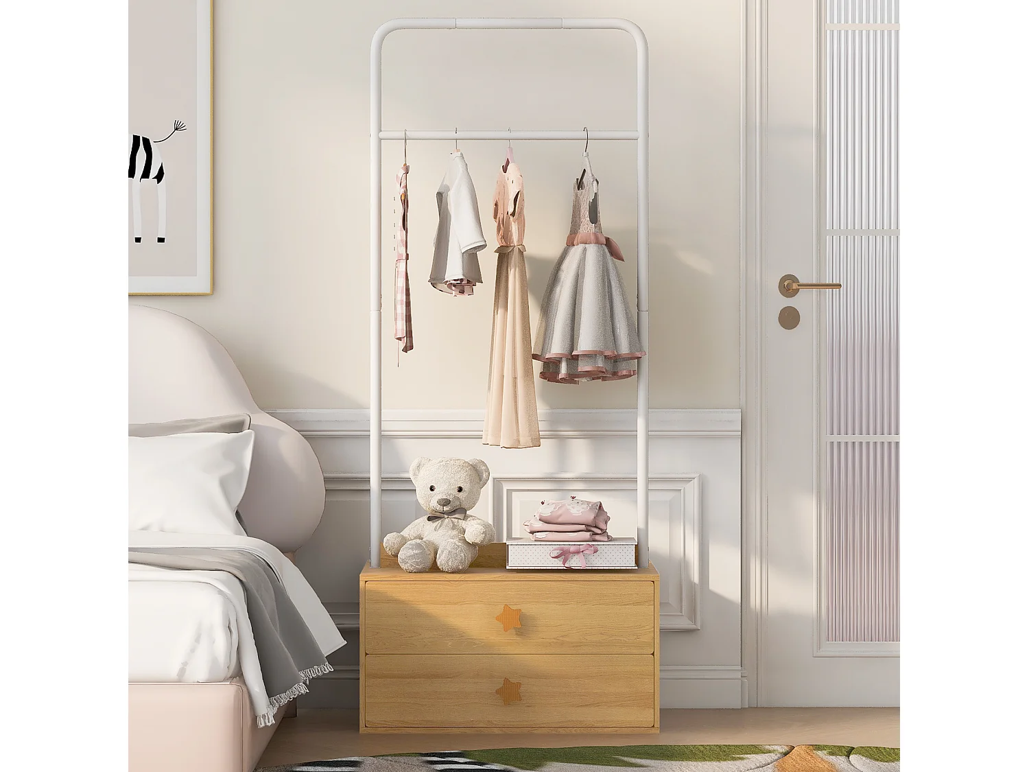 Skåp 70 × 55 × 170 cm - 2 dörrar - med förvaringsfack - natur