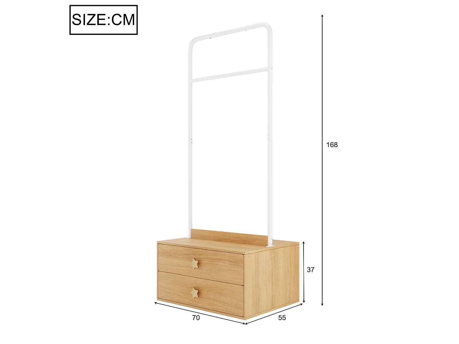 Skåp 70 × 55 × 170 cm - 2 dörrar - med förvaringsfack - natur