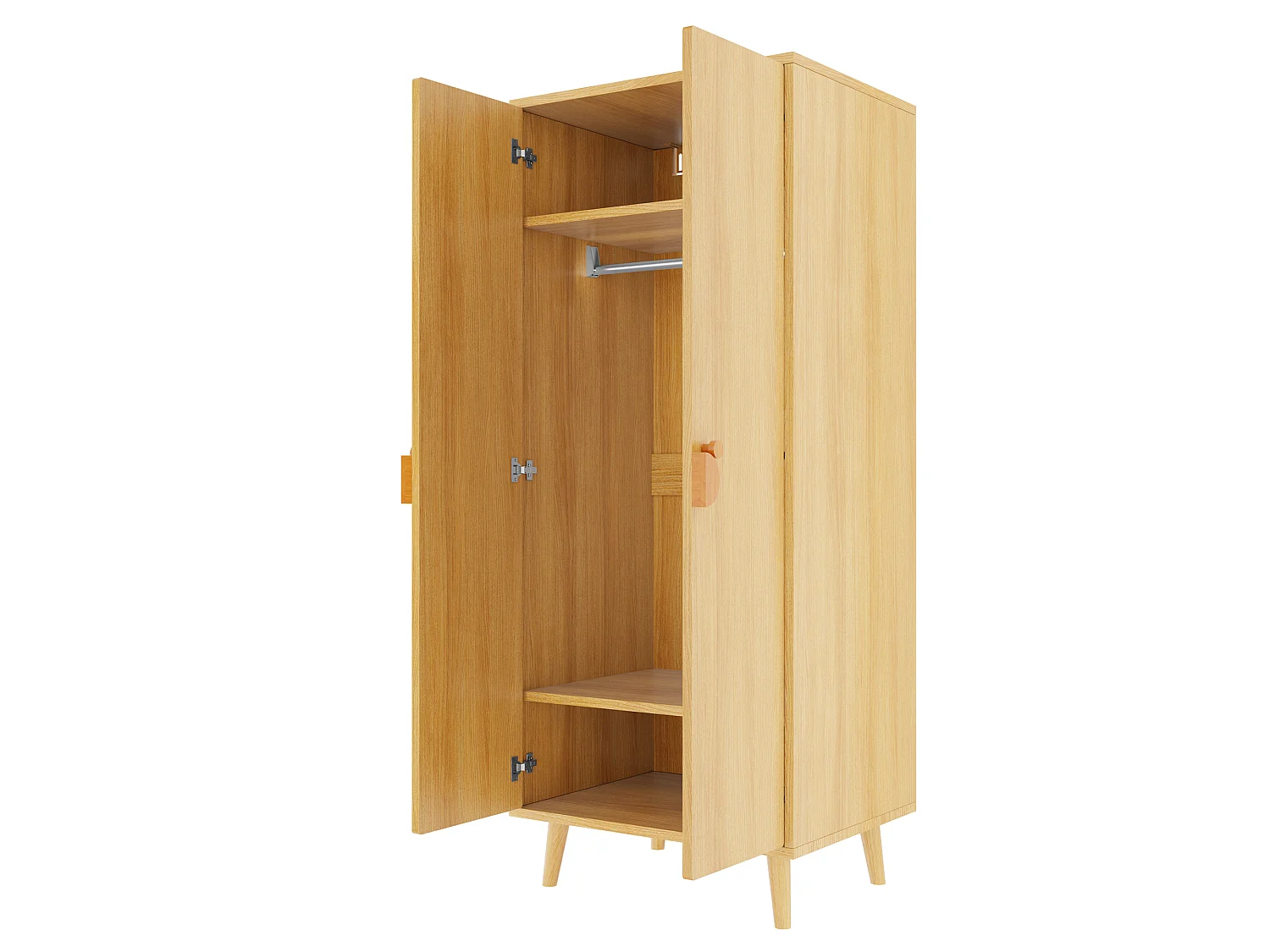 Skåp 70 × 55 × 170 cm - 2 dörrar - med förvaringsfack - natur
