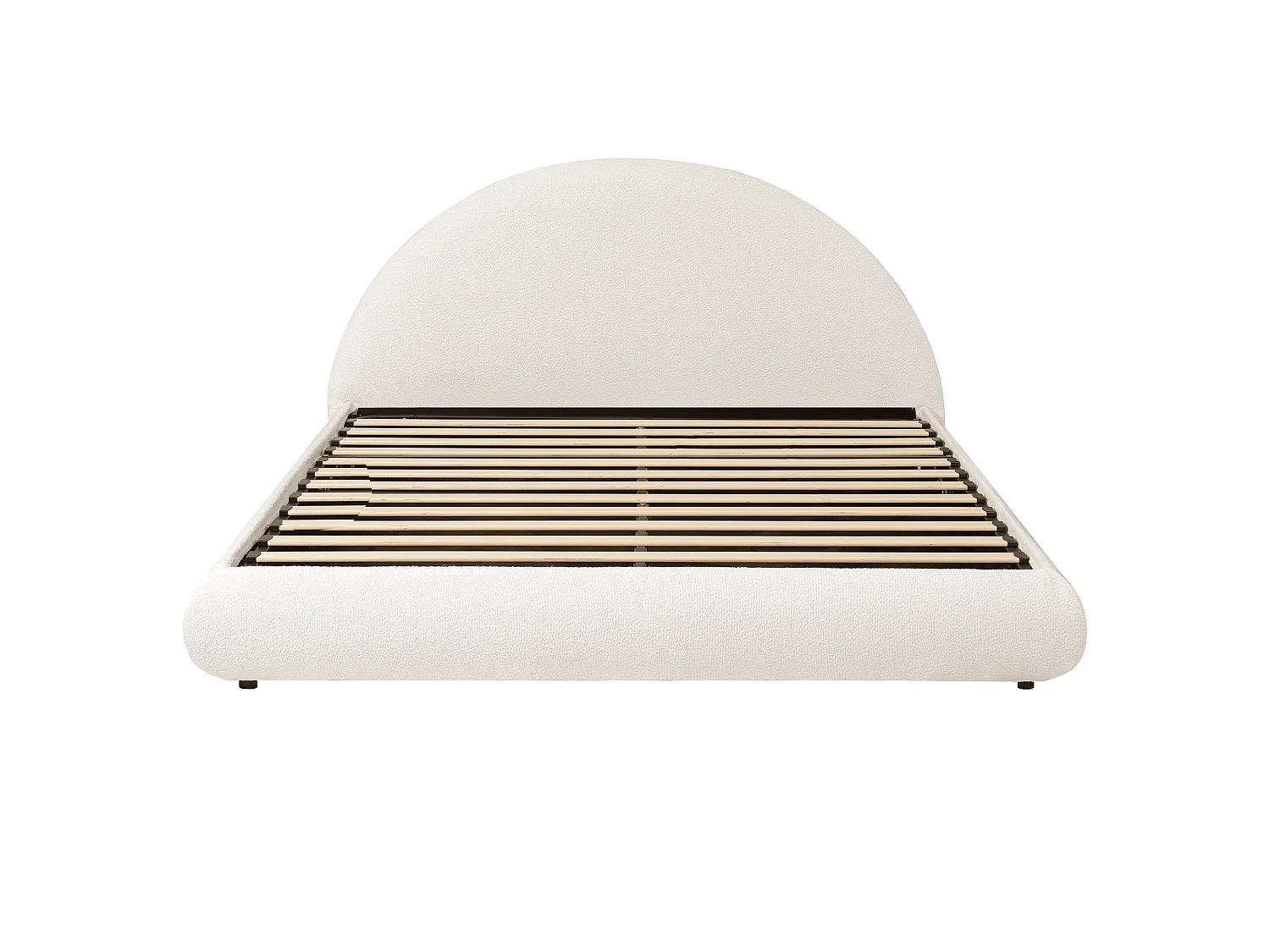 Upholstered storage bed 160x200 cm - With upholstered headboard - Under-bed storage - Bouclé fabric - Beige (mattress not included)