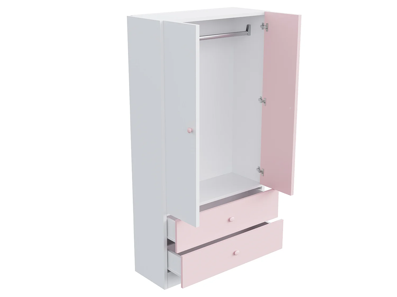Armoire à une porte 70 × 40 × 170 cm - avec 2 tiroirs - rose