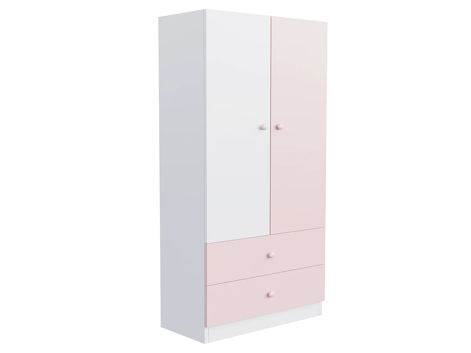 Armoire à une porte 70 × 40 × 170 cm - avec 2 tiroirs - rose