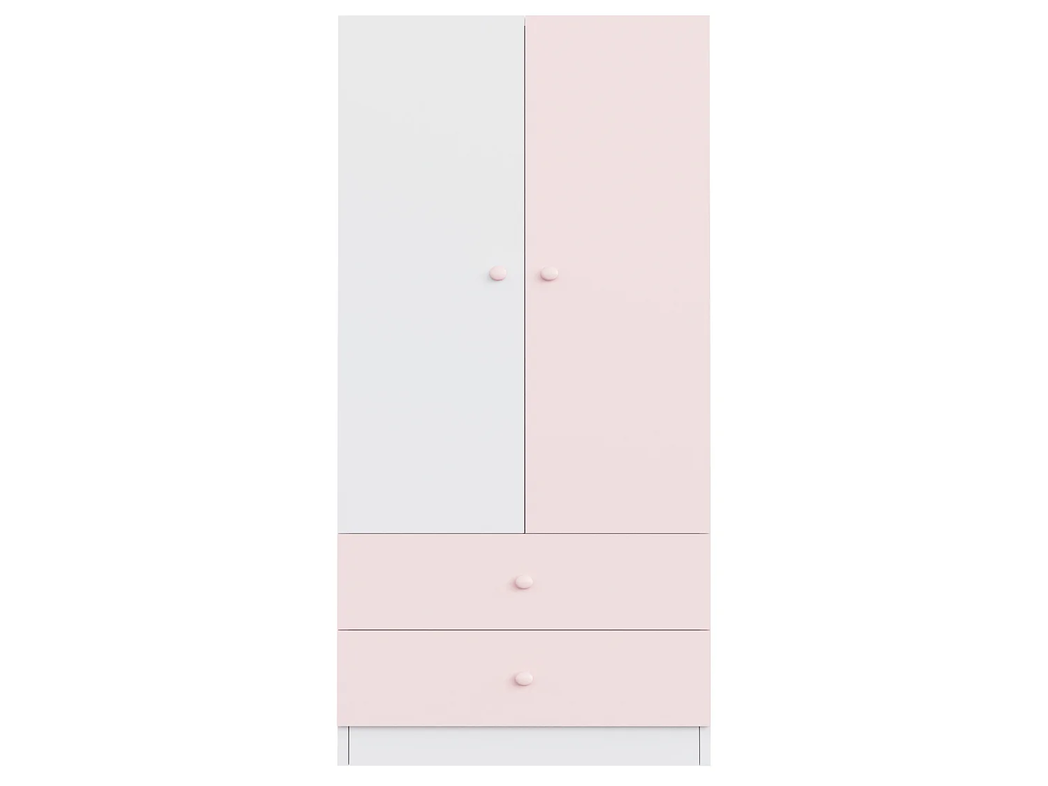 Armoire à une porte 70 × 40 × 170 cm - avec 2 tiroirs - rose