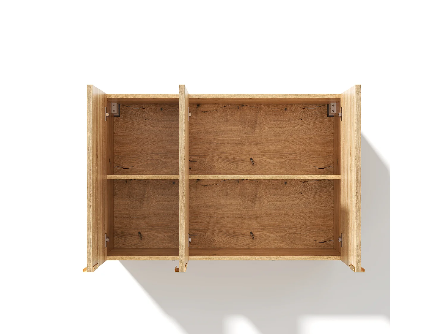 Meubel voor aan de muur 90×29×60 cm - met 3 deuren - golfvormige deur - Natuurlijk