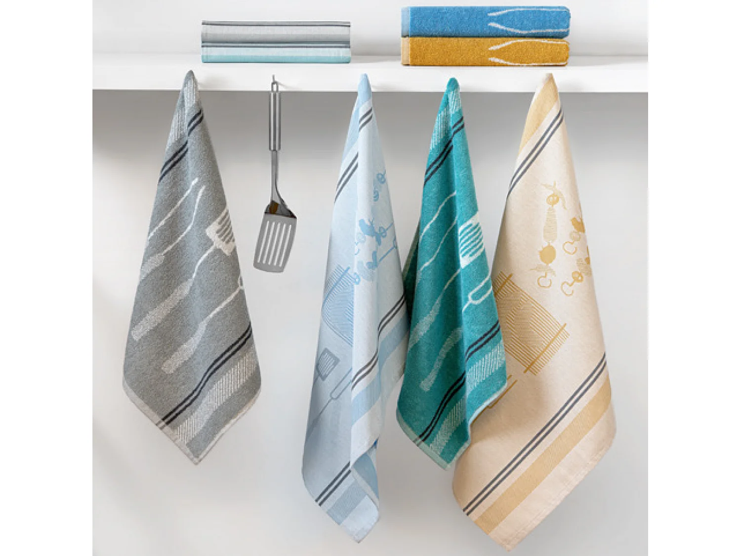 Lot de 2 torchons de cuisine toile collection BARB 50x70 cm jaune