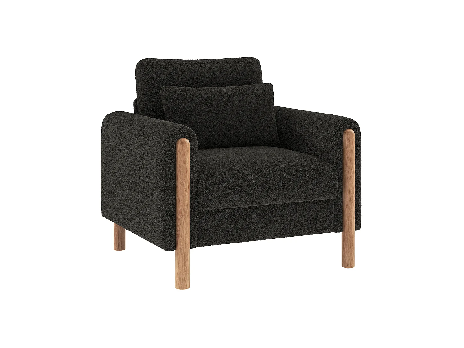 Fauteuil 87/88.5/83 cm avec coussin épais Lammfell-Optik gris foncé
