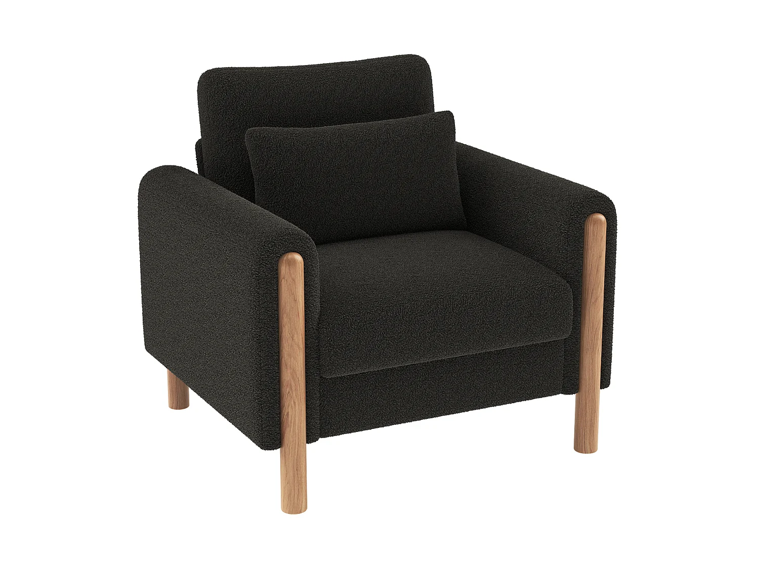 Fauteuil 87/88.5/83 cm avec coussin épais Lammfell-Optik gris foncé