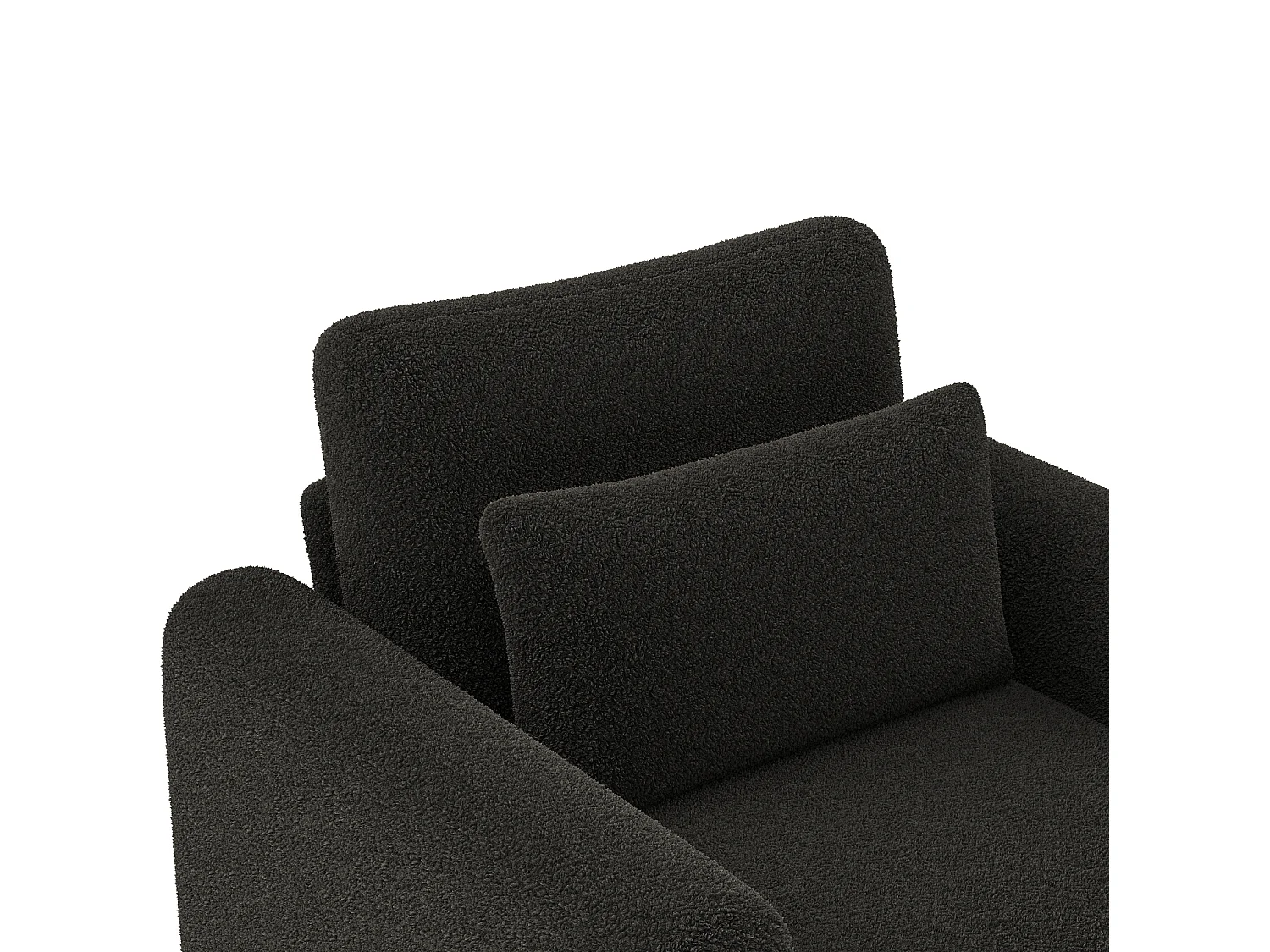 Fauteuil 87/88.5/83 cm avec coussin épais Lammfell-Optik gris foncé