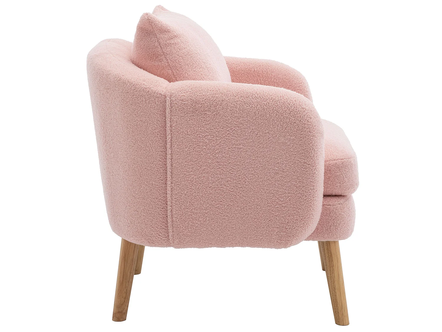 Fauteuil 71/72/71 cm avec coussin dossier Lammfell-Optik rose