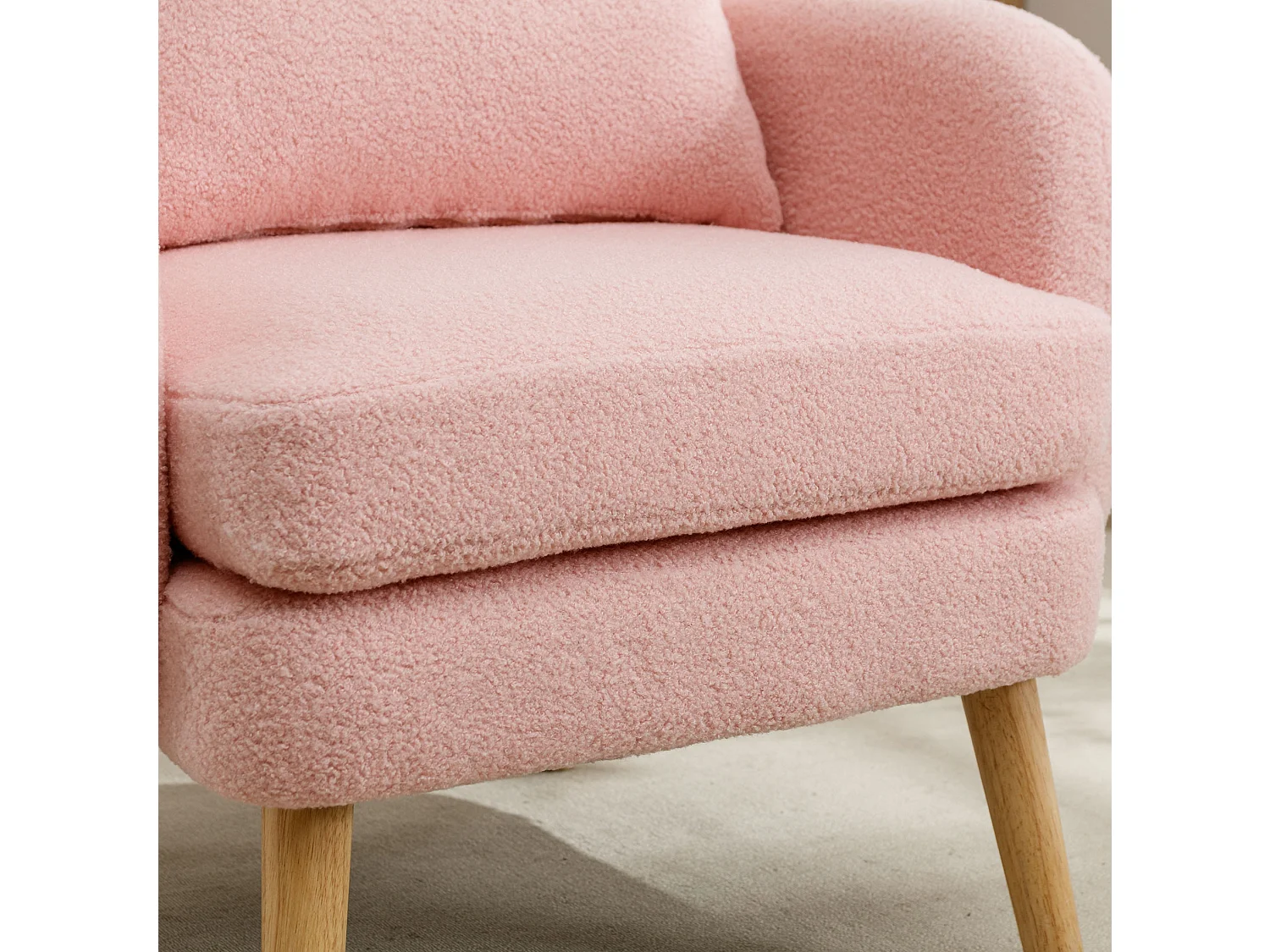 Fauteuil 71/72/71 cm avec coussin dossier Lammfell-Optik rose