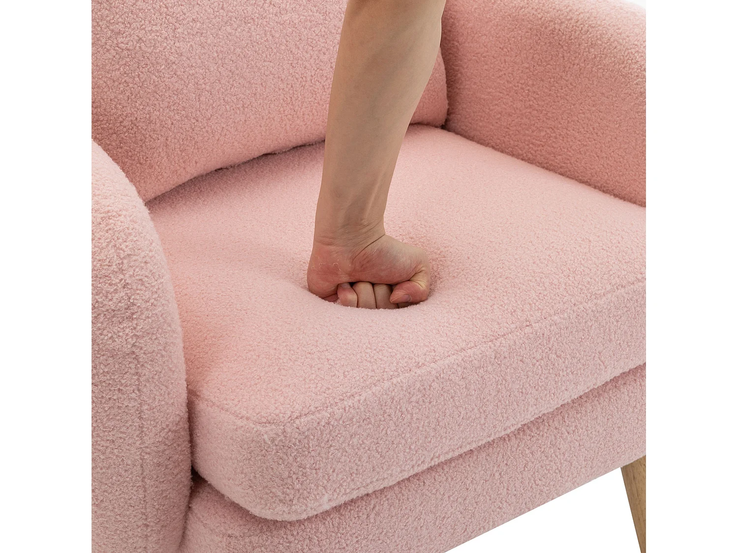 Fauteuil 71/72/71 cm avec coussin dossier Lammfell-Optik rose