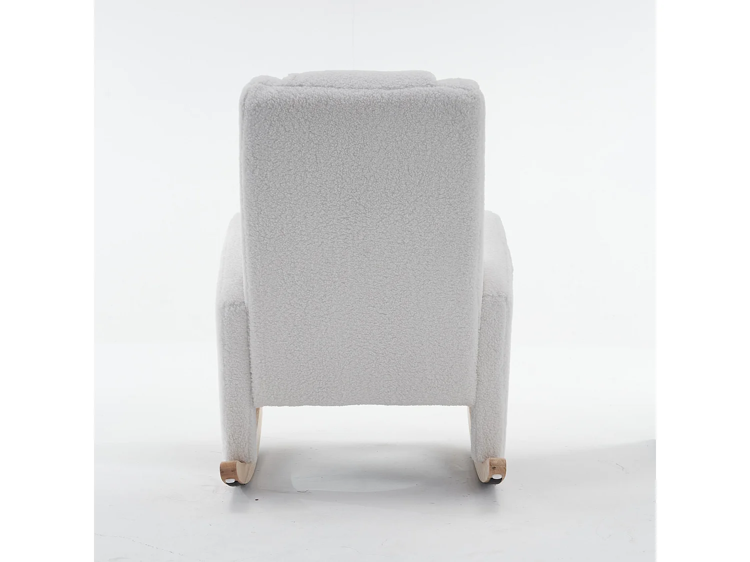 Fauteuil à bascule 66/125/101 cm avec repose-pieds pliable et appuie-tête Lammfell-Optik blanc