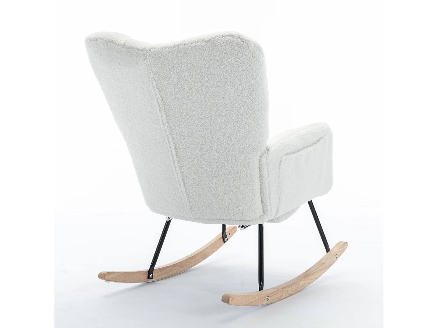 Fauteuil à bascule 80/98.5/98 cm avec repose-pieds pliable rembourré Lammfell-Optik blanc