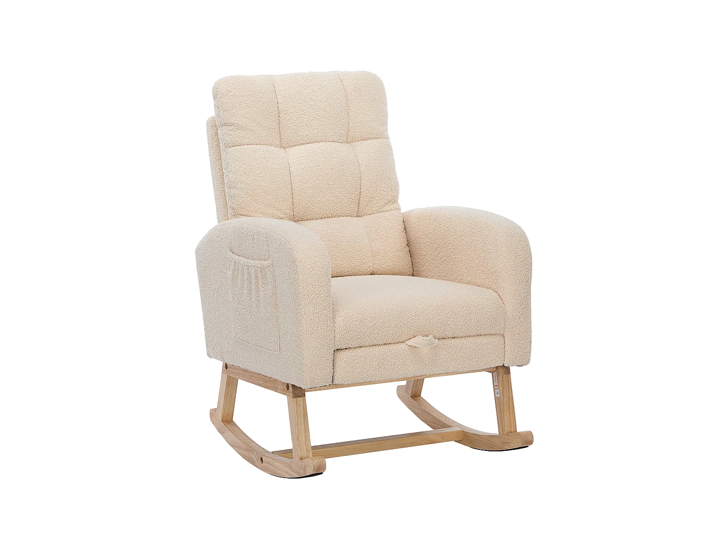 Fauteuil à bascule 50/99/132 cm avec dossier haut et poche latérale Lammfell-Optik beige