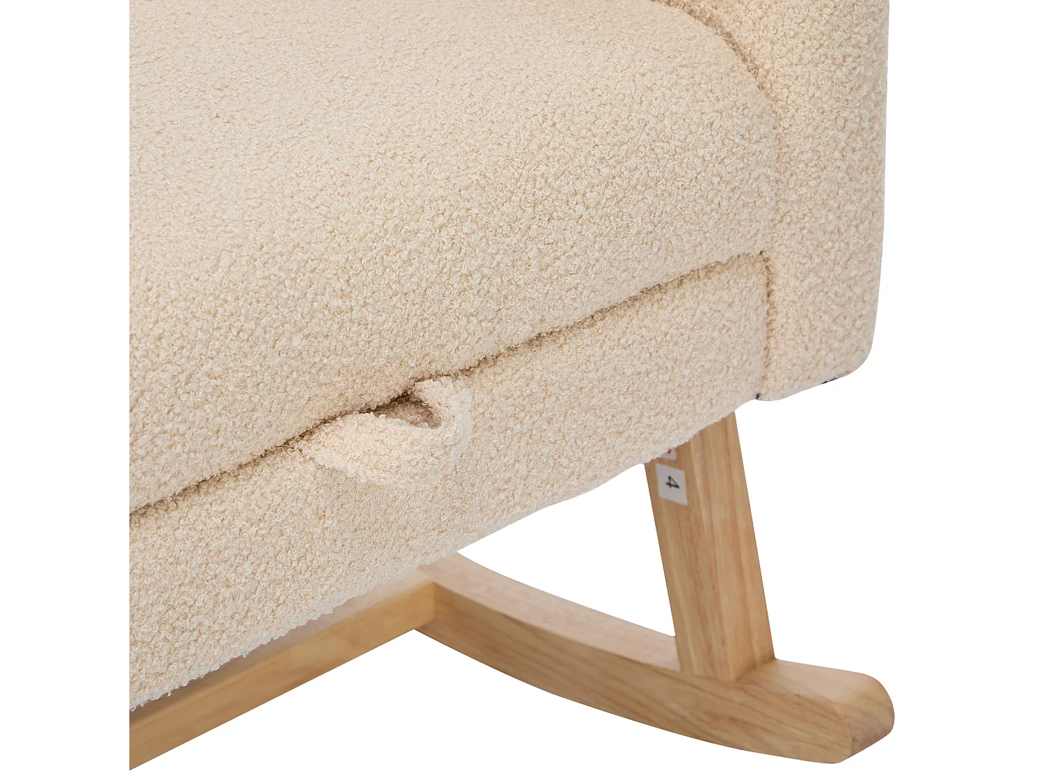 Fauteuil à bascule 50/99/132 cm avec dossier haut et poche latérale Lammfell-Optik beige