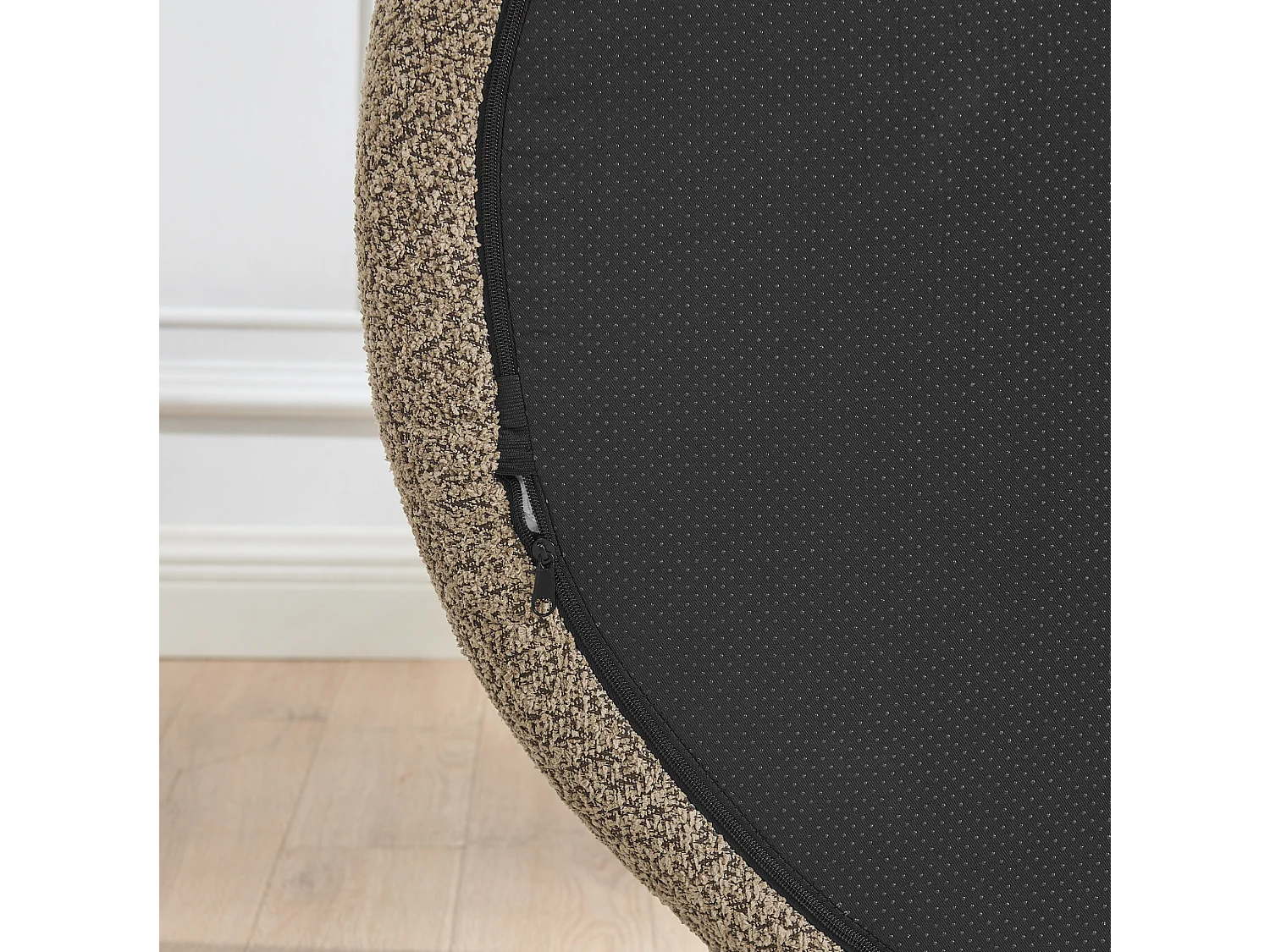Canapé compact avec design arrondi Tissu Lammfell-Optik marron