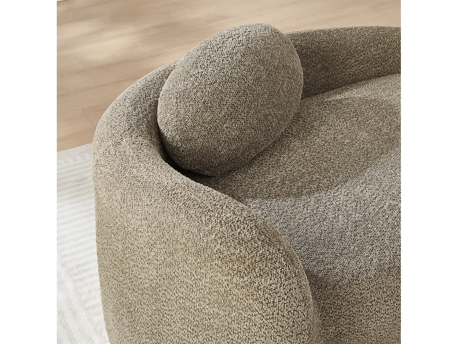 Canapé compact avec design arrondi Tissu Lammfell-Optik marron