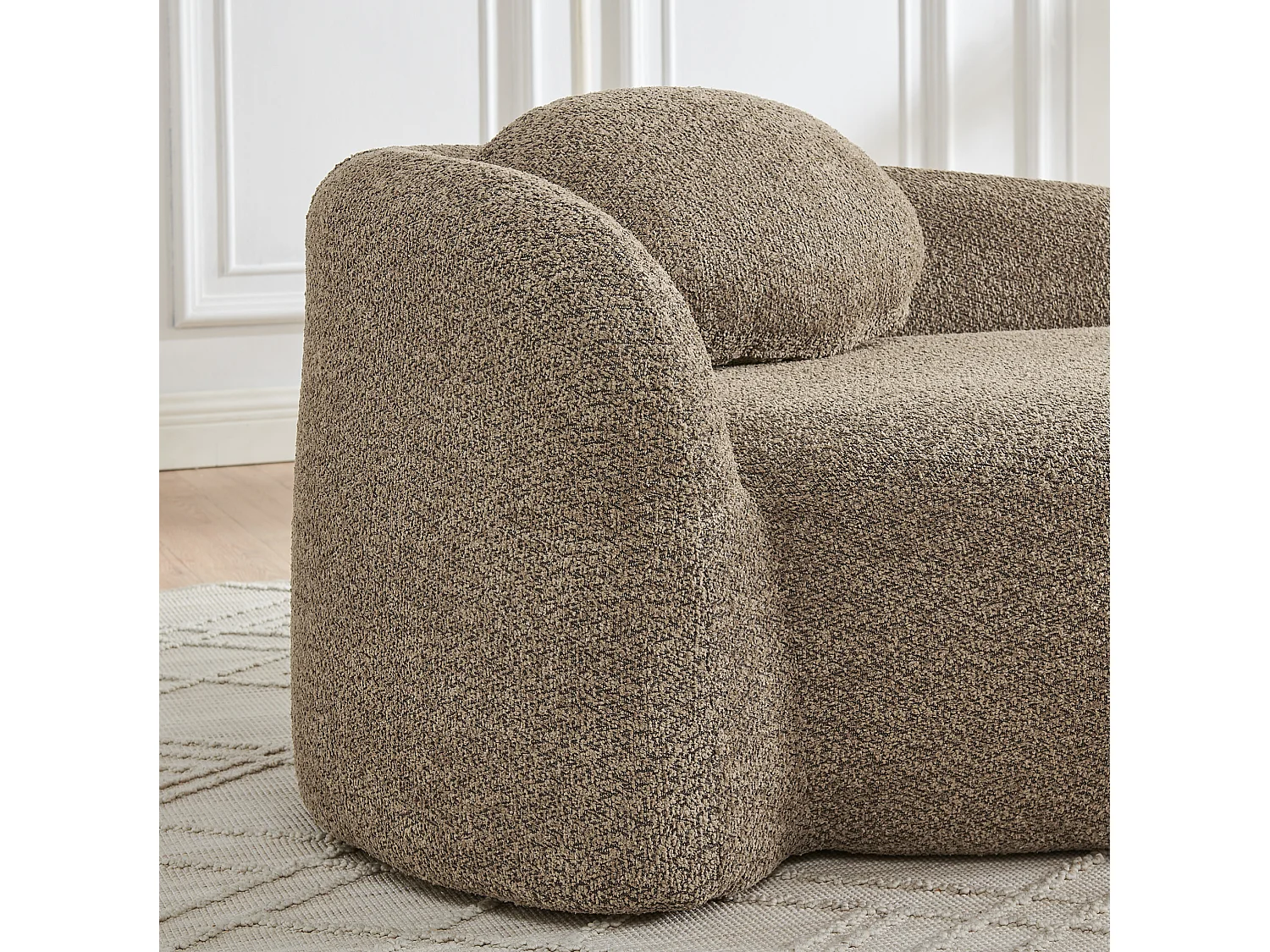 Canapé compact avec design arrondi Tissu Lammfell-Optik marron