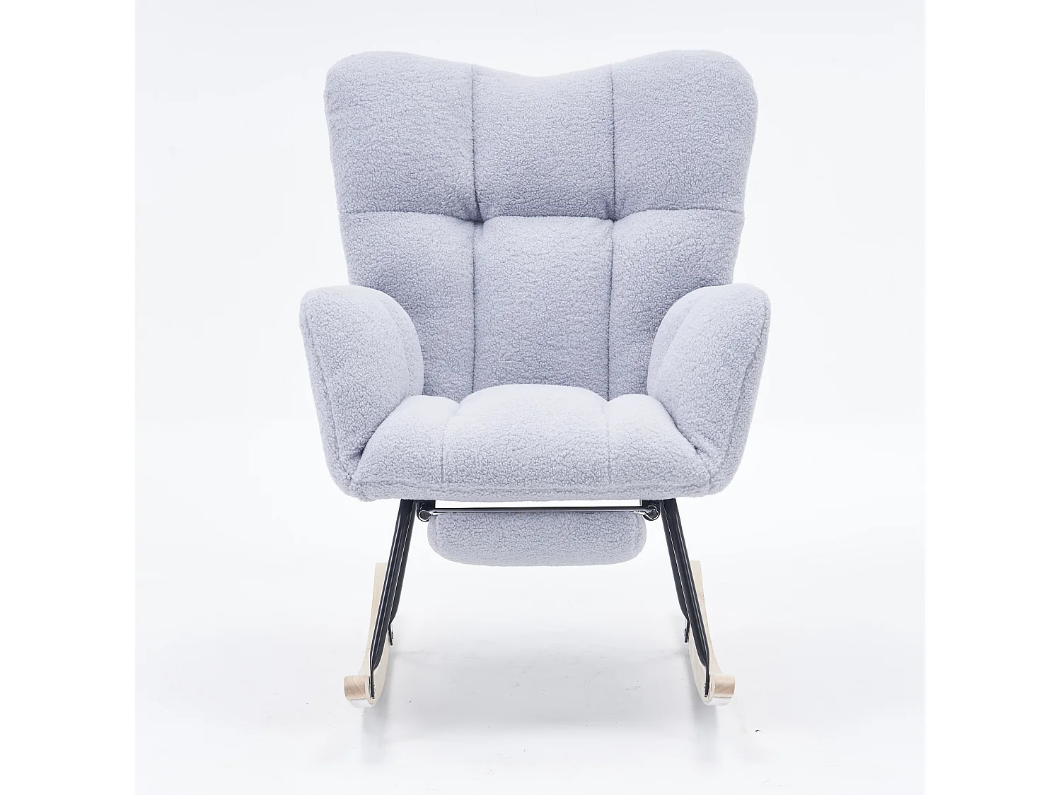 Fauteuil à bascule 80/98.5/98 cm avec repose-pieds pliable Lammfell-Optik gris