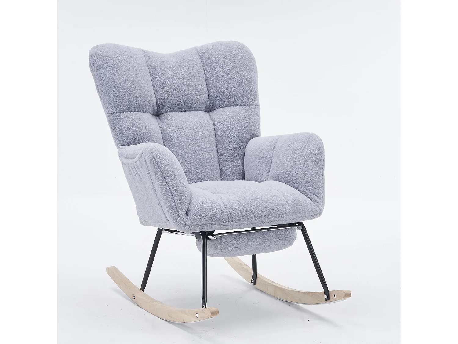 Fauteuil à bascule 80/98.5/98 cm avec repose-pieds pliable Lammfell-Optik gris