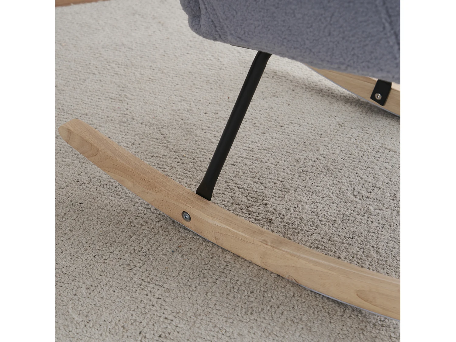 Fauteuil à bascule 80/98.5/98 cm avec repose-pieds pliable Lammfell-Optik gris