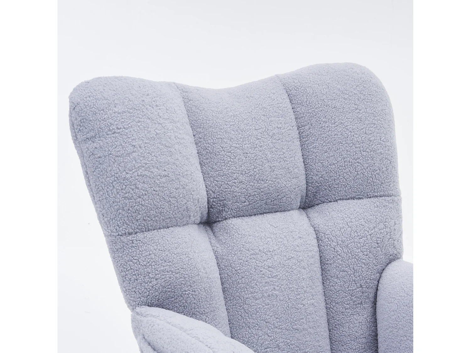 Fauteuil à bascule 80/98.5/98 cm avec repose-pieds pliable Lammfell-Optik gris