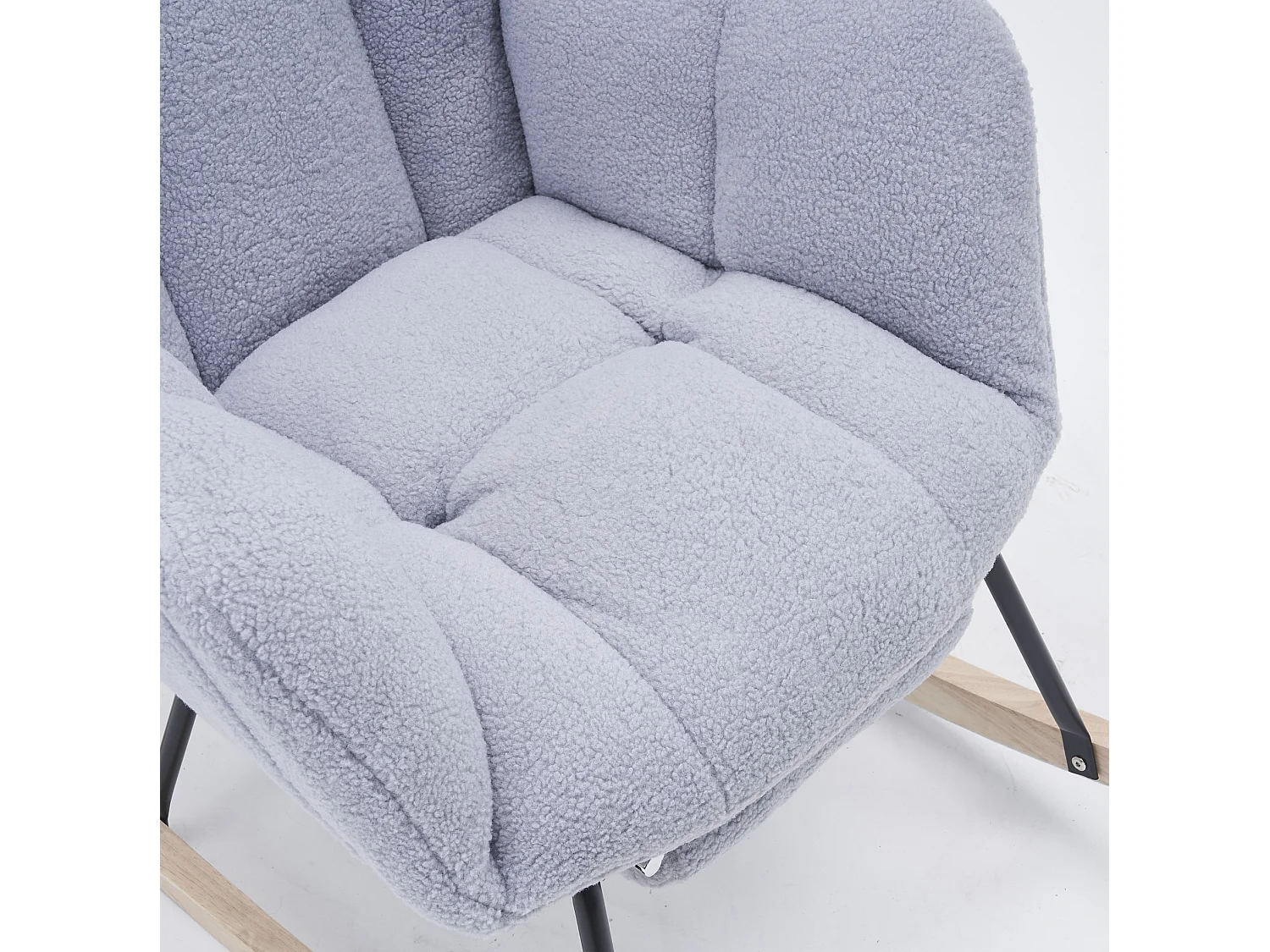 Fauteuil à bascule 80/98.5/98 cm avec repose-pieds pliable Lammfell-Optik gris