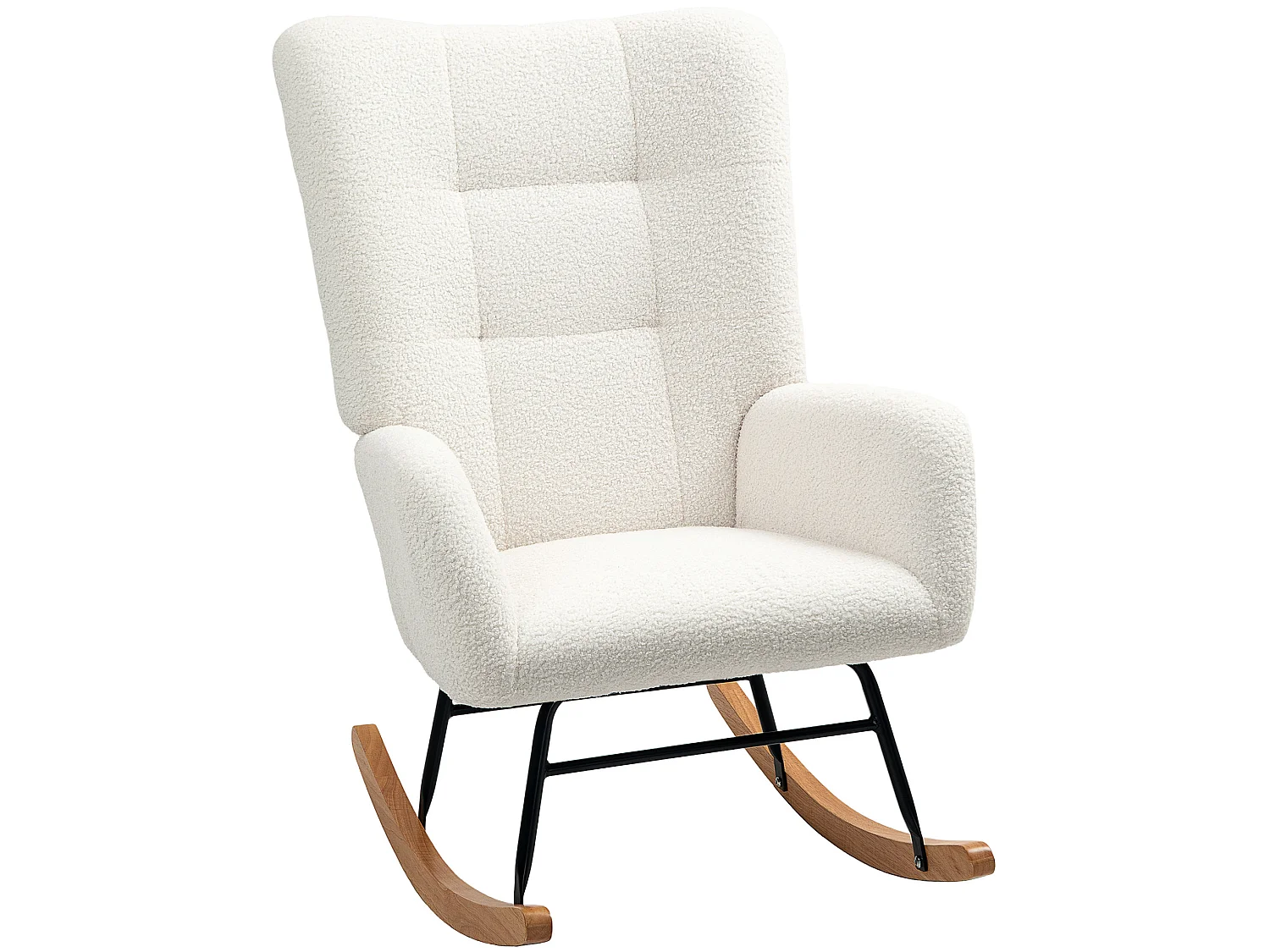 Fauteuil à bascule 70/100/94 cm avec accoudoirs Tissu Lammfell-Optik blanc crème