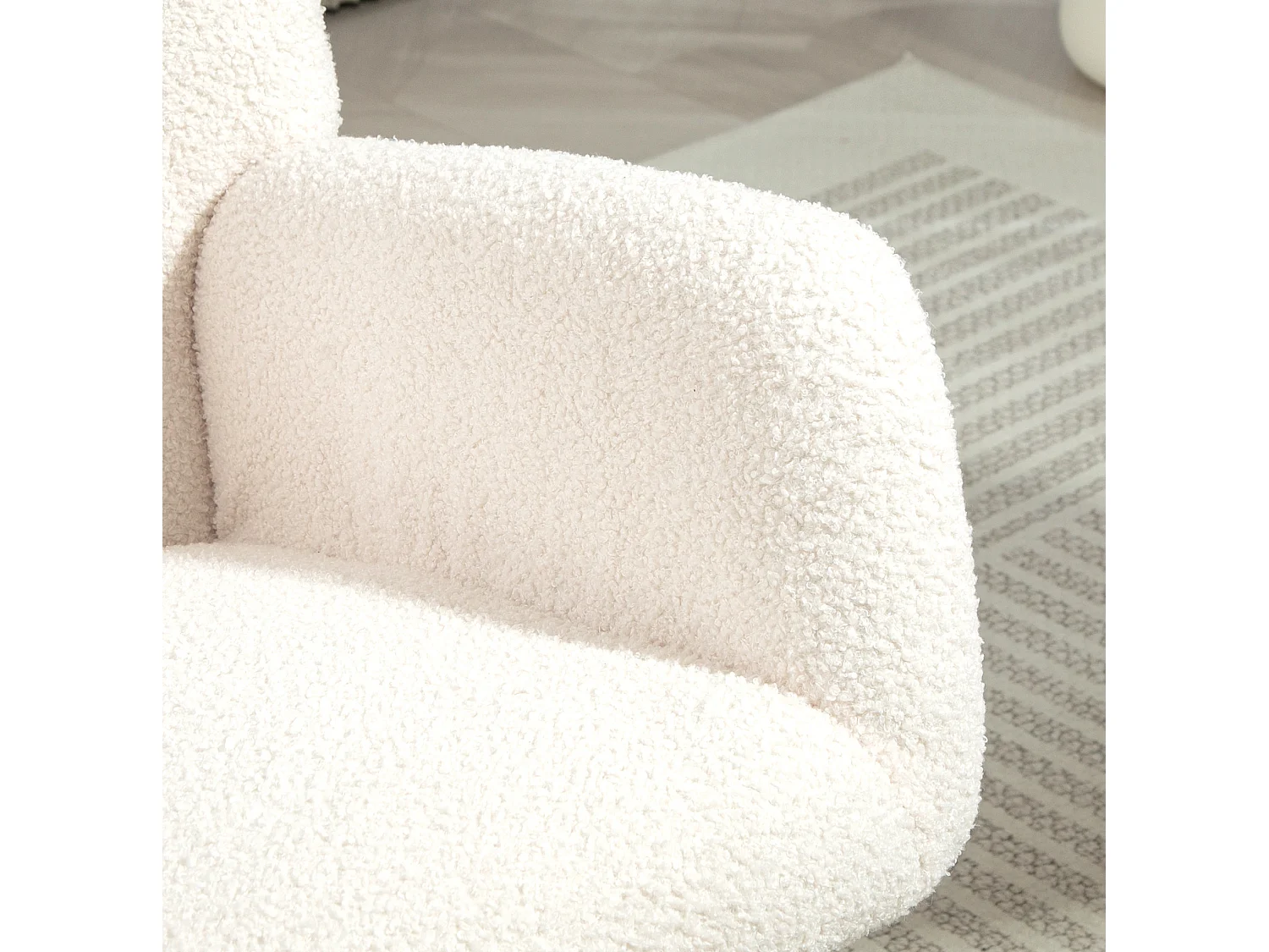 Fauteuil à bascule 70/100/94 cm avec accoudoirs Tissu Lammfell-Optik blanc crème