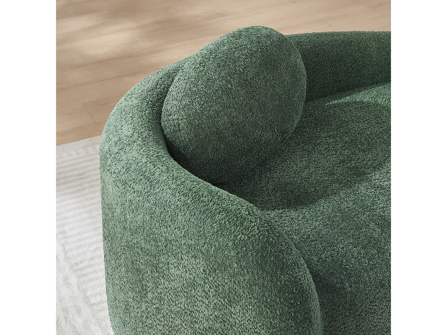 Canapé minimaliste avec coussin d’appui-tête Lammfell-Optik vert