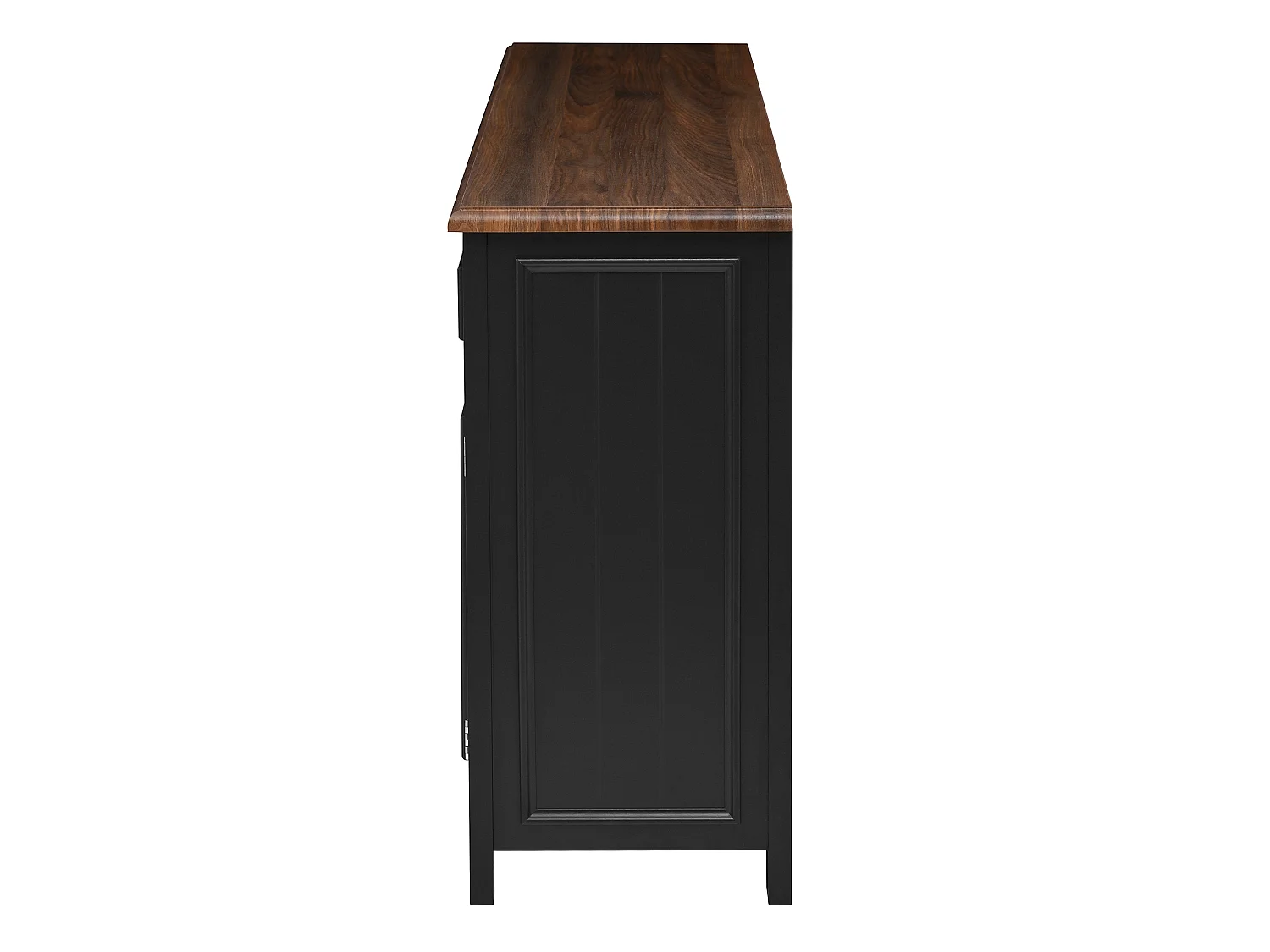 Credenza 160 x 35 x 76 cm in MDF nero effetto legno, 4 ante, 3 cassetti e ripiani regolabili