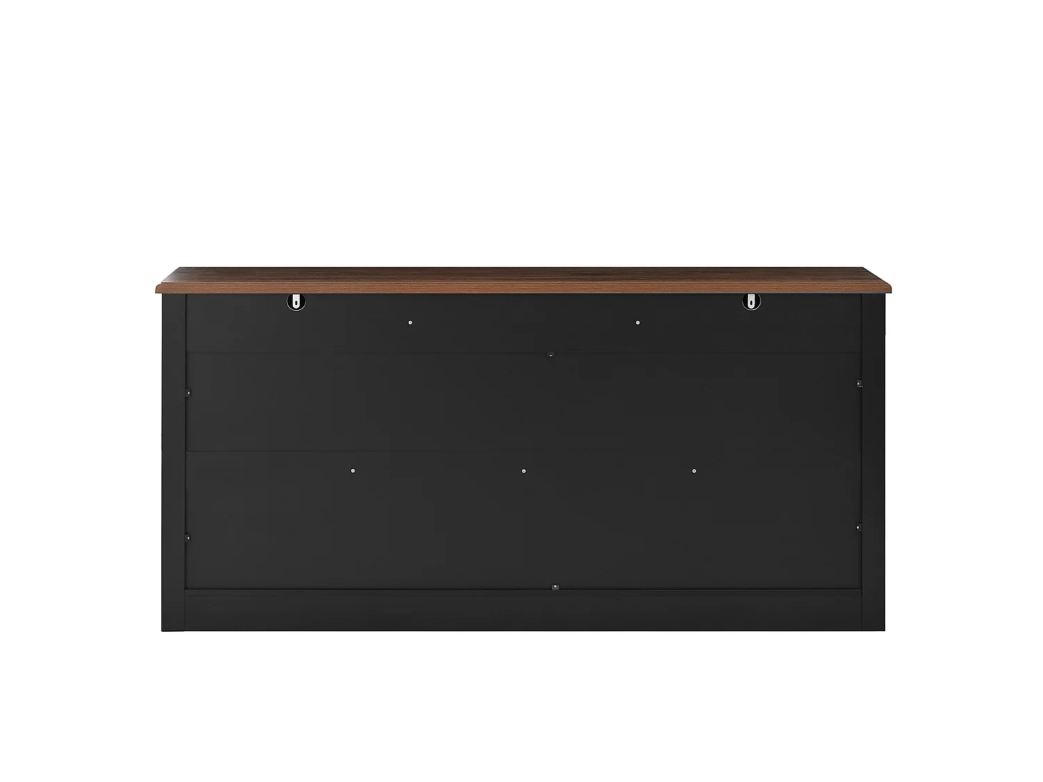 Credenza 160 x 35 x 76 cm in MDF nero effetto legno, 4 ante, 3 cassetti e ripiani regolabili