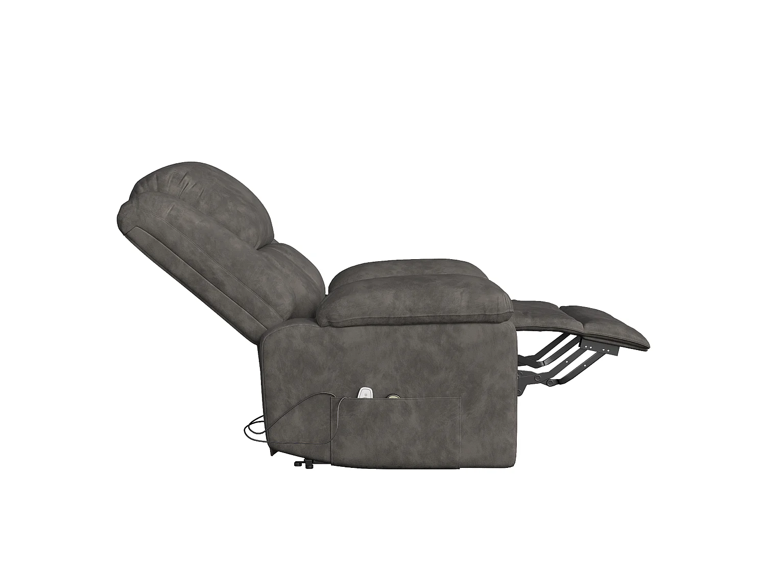 Fauteuil de Relaxation TV Pivotant avec Fonction Chaise Longue, Bascule - Pour Le Salon, Tissu, Gris