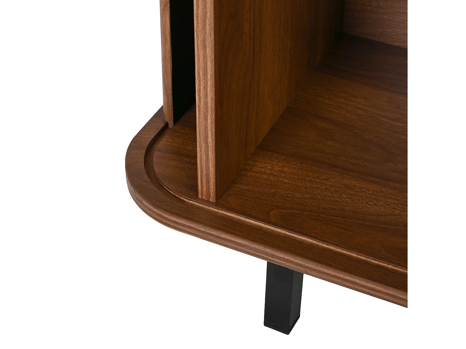 Meuble TV 190 x 30 x 45 cm, 2 portes coulissantes, portes effet cannage, poignées rondes en métal, noyer