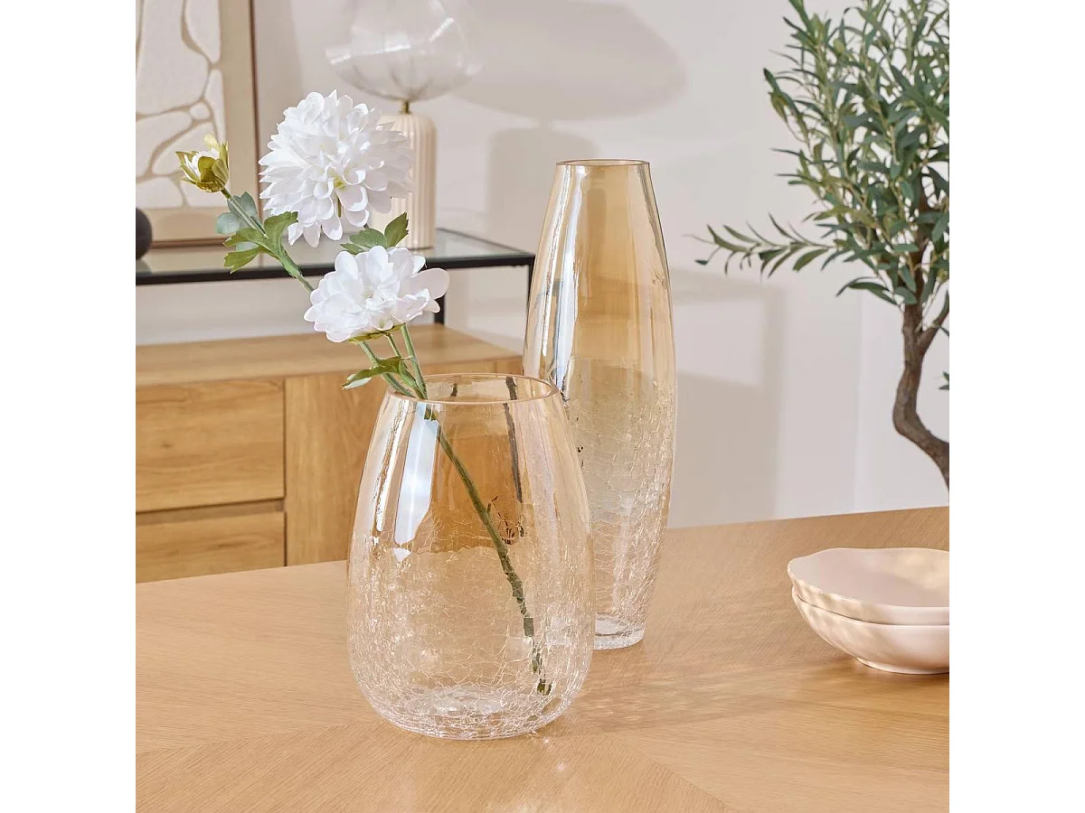 Vase en Verre Craquelé "Alexis" 25cm Transparent