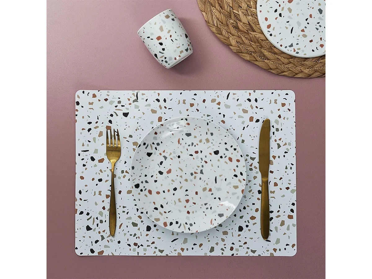 Ensemble de 6 sets de table en plastique effet terrazzo(40x30cm)