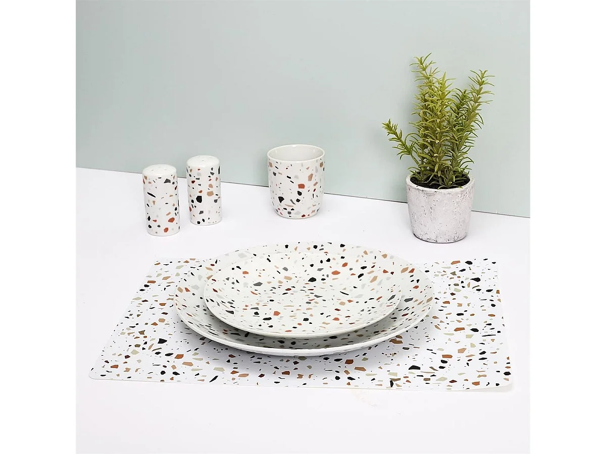 Ensemble de 6 sets de table en plastique effet terrazzo(40x30cm)