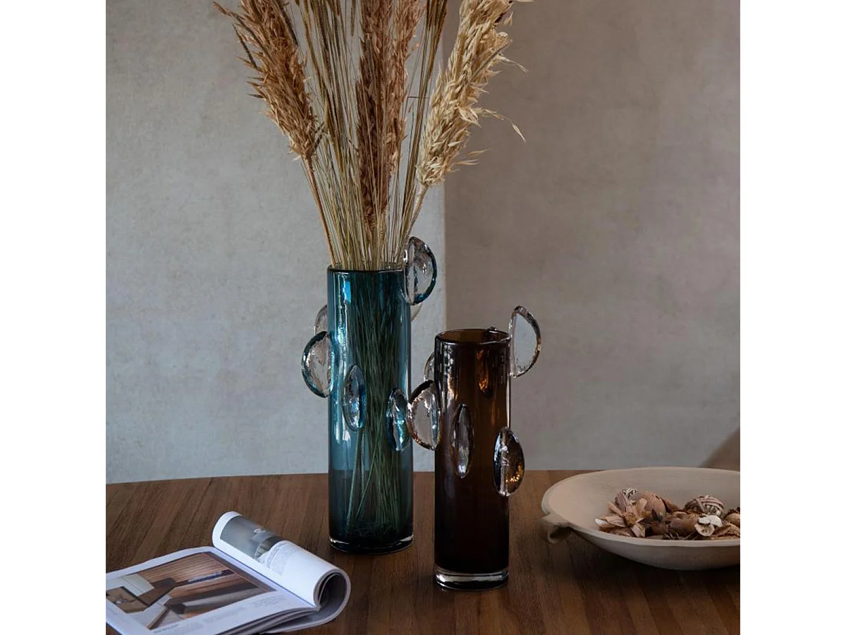 Vase Design en Verre "Steggy" 37cm Marron