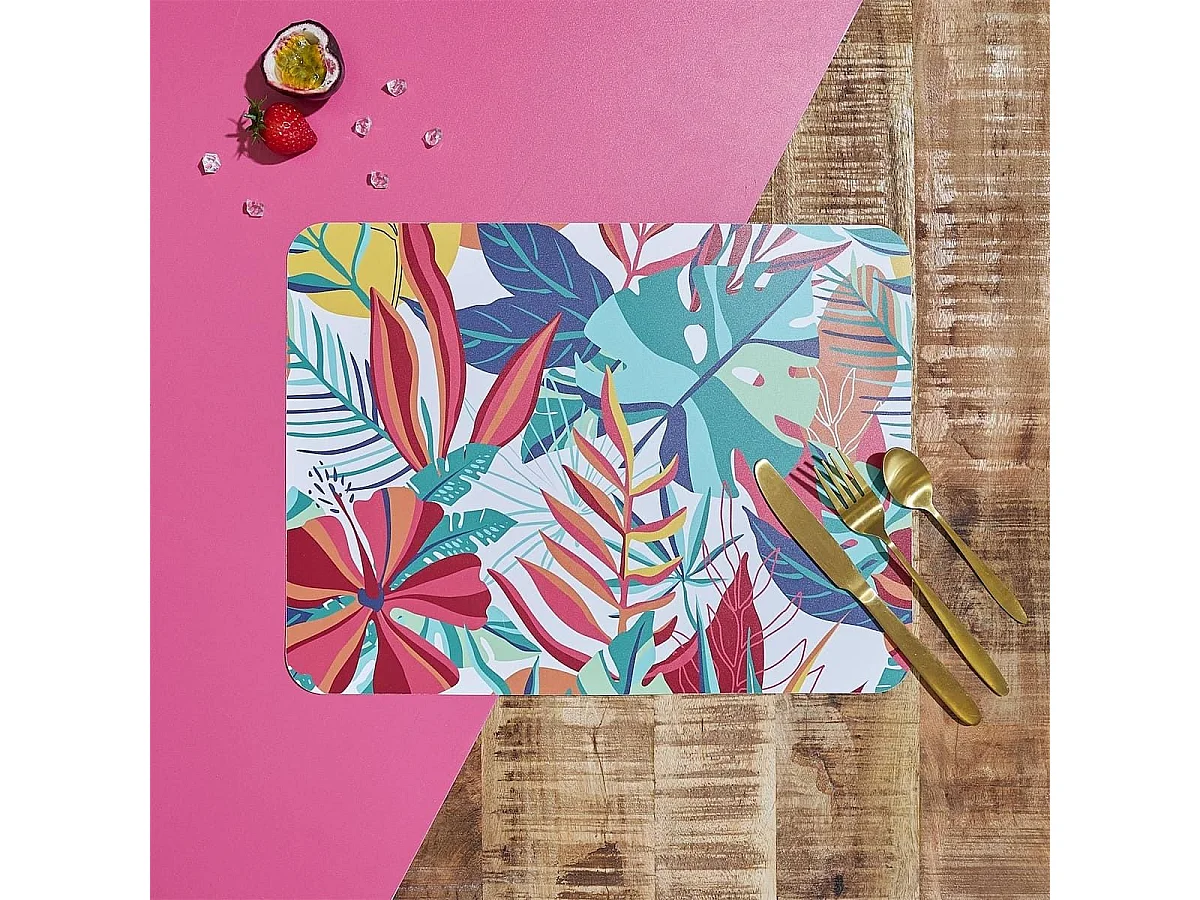Ensemble de 6 sets de table en plastique paradis exotique (40x30cm) - ANTILLES