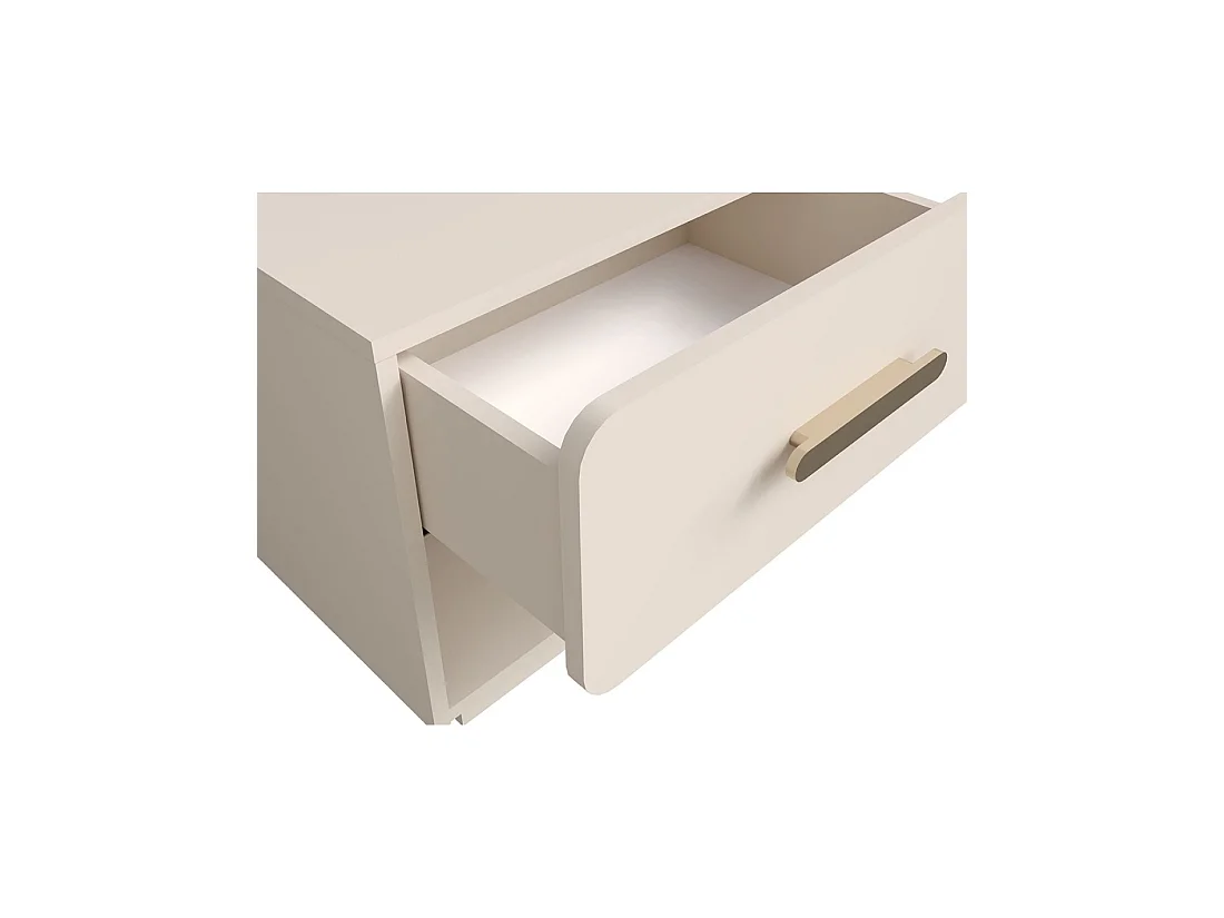 Set van 2 nachtkastjes AMALIE - 1 lade - Kleur beige - Gouden handvatten - Afgerond ontwerp