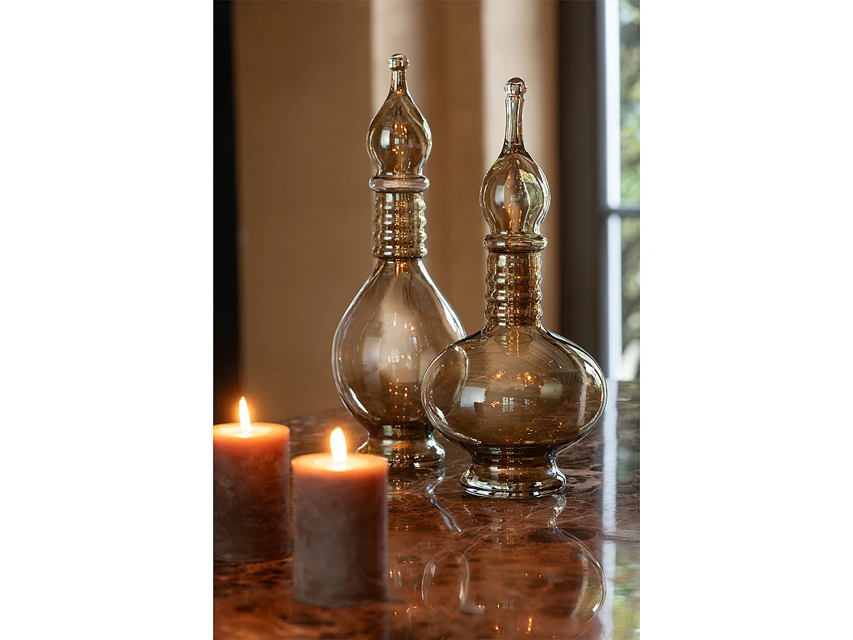 Vase Bouchon Fiole en Verre "Jo" 40cm Beige