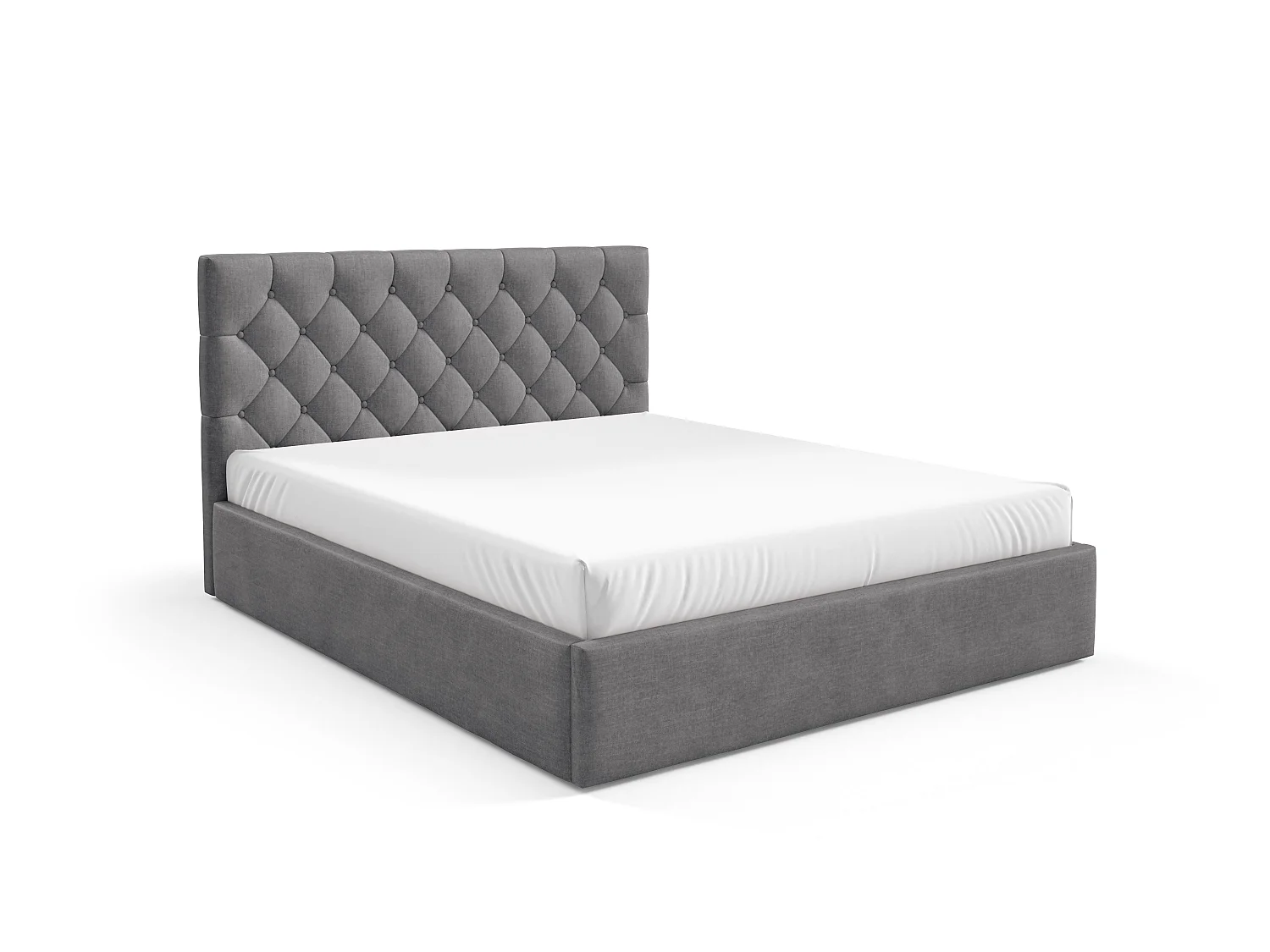 FURNISTAR Gestoffeerd bed BEA IV met opbergruimte 160x200 |Tweepersoonsbed met opbergruimte|Lattenbodem|Boxspring-look|zonder matras - Donkergrijs