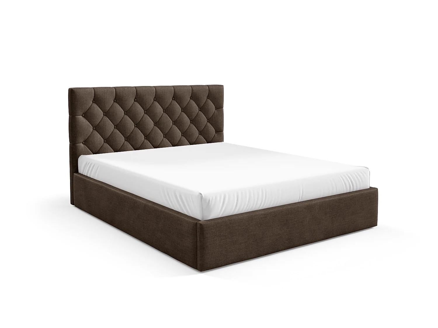 FURNISTAR Gestoffeerd bed BEA IV met opbergruimte 160x200 |Tweepersoonsbed met opbergruimte|Lattenbodem|Boxspring-look|zonder matras - Bruin