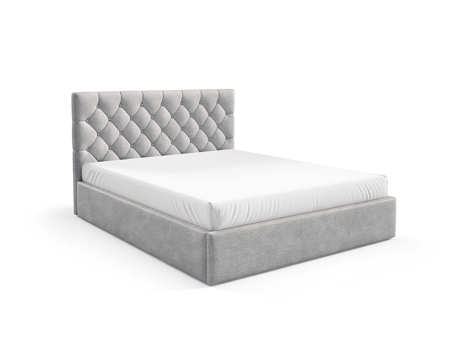 FURNISTAR Gestoffeerd bed BEA IV met opbergruimte 140x200 |Tweepersoonsbed met opbergruimte|Lattenbodem|Boxspring-look|zonder matras - Lichtgrijs