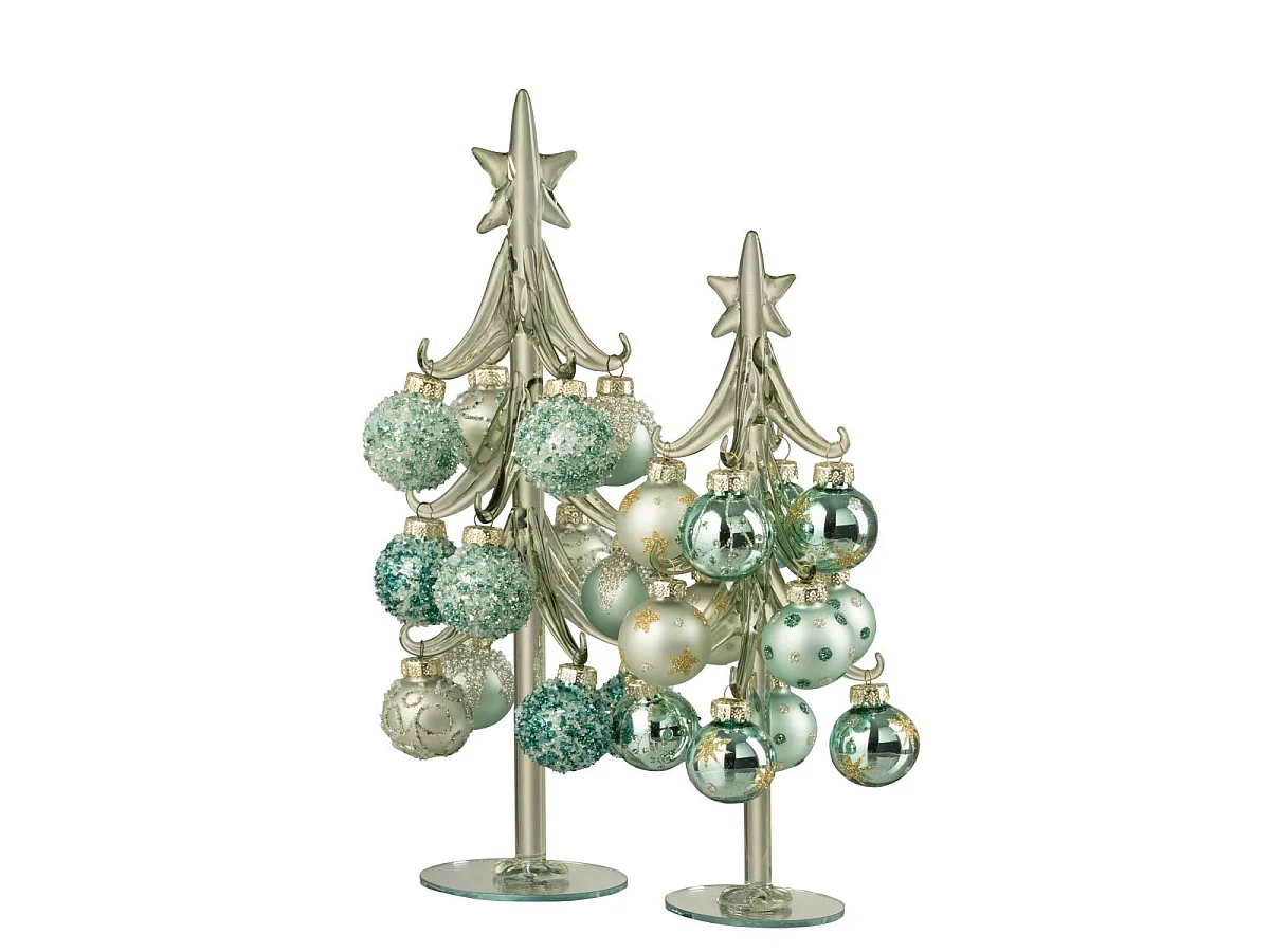Sapin de Noël en Verre "Boules" 27cm Vert Menthe