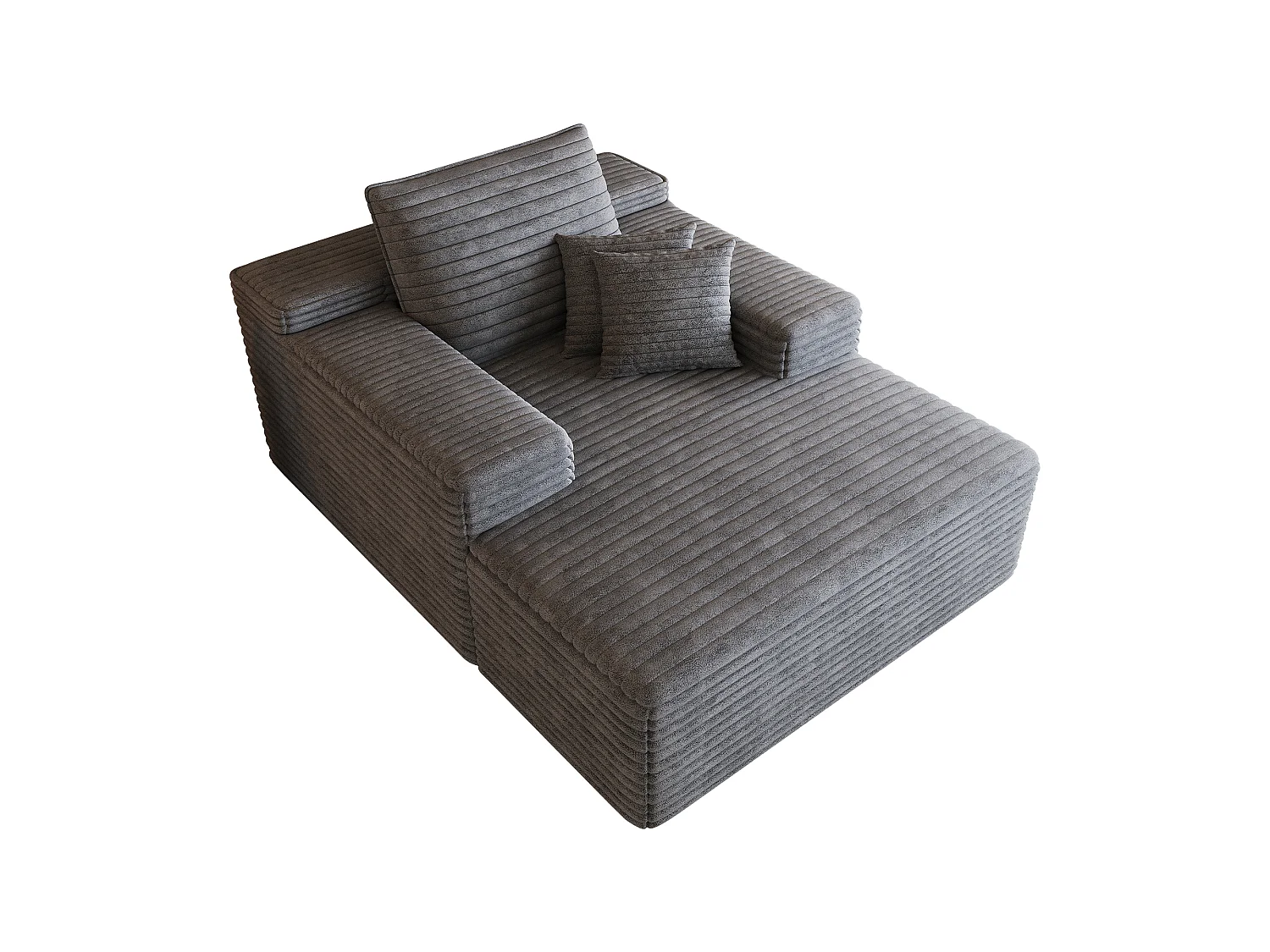 Canapé modulaire sans armature, en velours côtelé, assise profonde, rembourrage en mousse, prêt à l'emploi, gris foncé