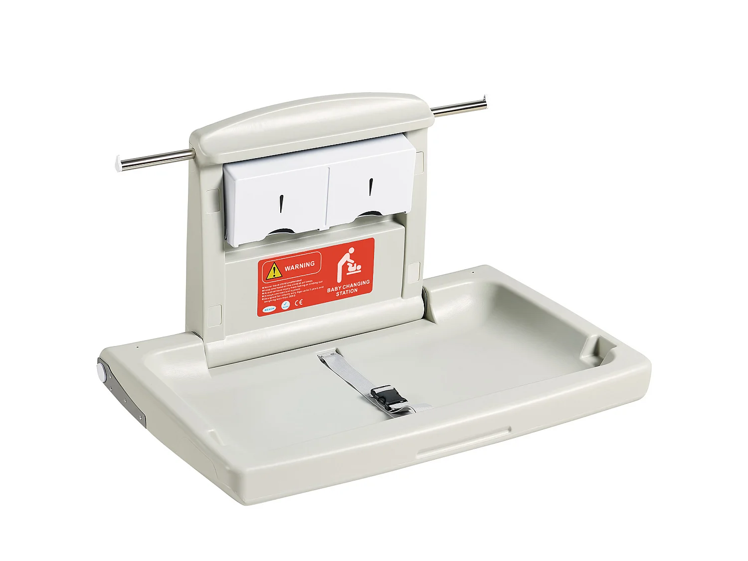 VEVOR Table à langer murale pliante HDPE, max 20kg, sangle, pliage rapide, 86x56.5x50cm.
