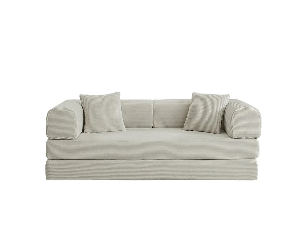 Canapé modulable, sans armature, livré avec 2 coussins et un cadre en acier, convertible en lit,beige