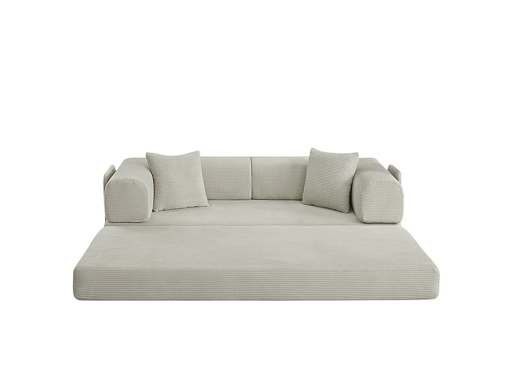 Canapé modulable, sans armature, livré avec 2 coussins et un cadre en acier, convertible en lit,beige