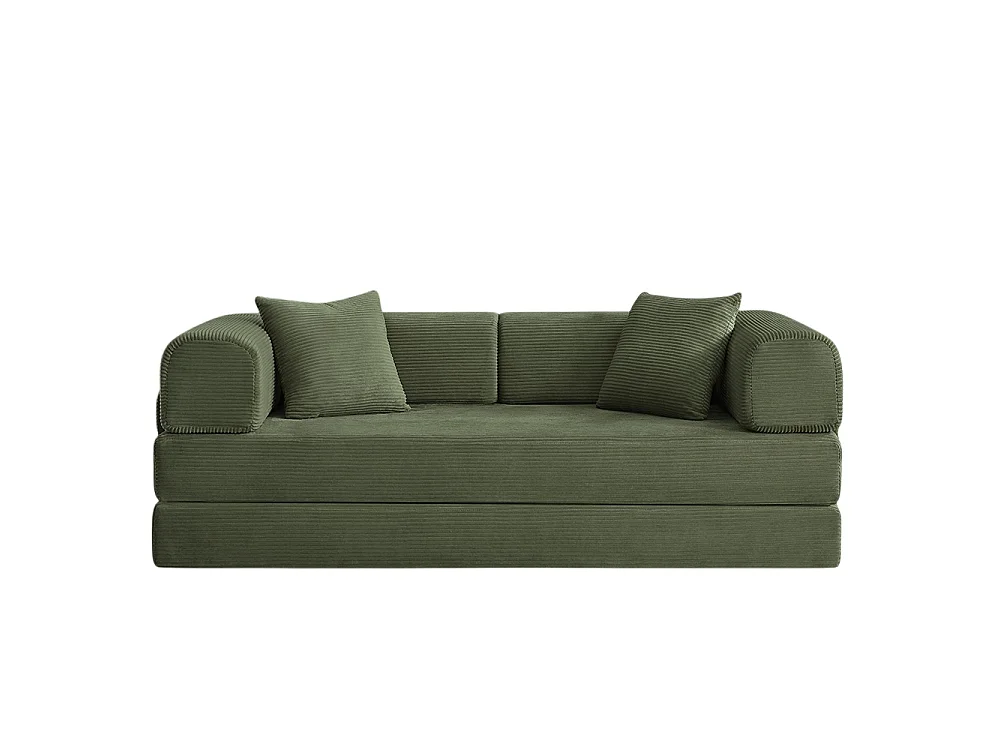 Canapé modulable, sans armature, livré avec 2 coussins et un cadre en acier, convertible en lit,vert